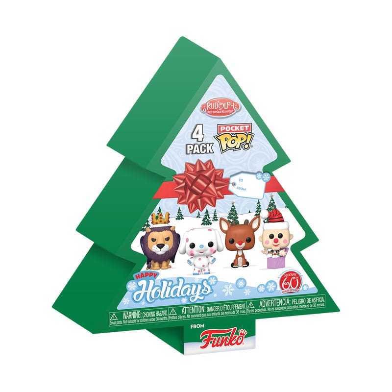 Funko Rudolph Holiday Tree Holiday Box Pocket POP Vinyl Keychains 4 Pack 4 cm