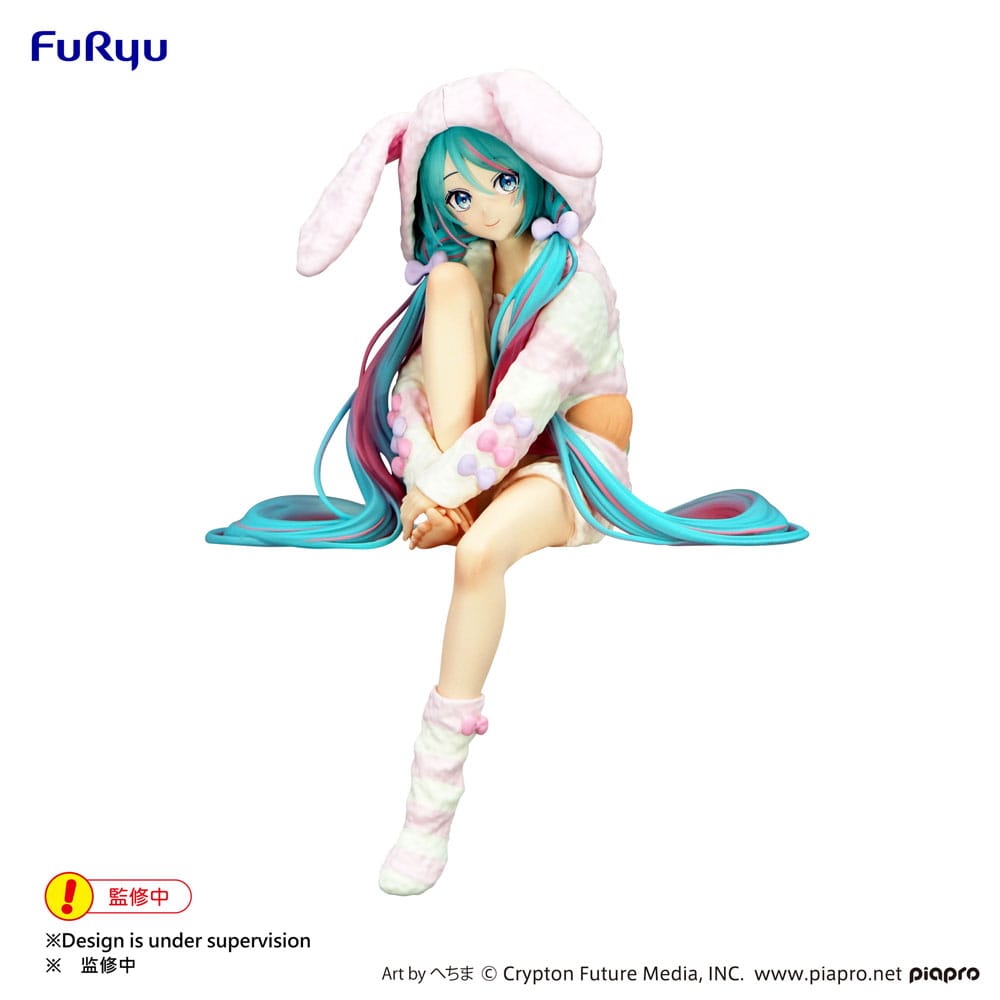 Noodle Stopper Rabbit Ear Hood Pajama Hatsune Miku PVC Figure 14 cm