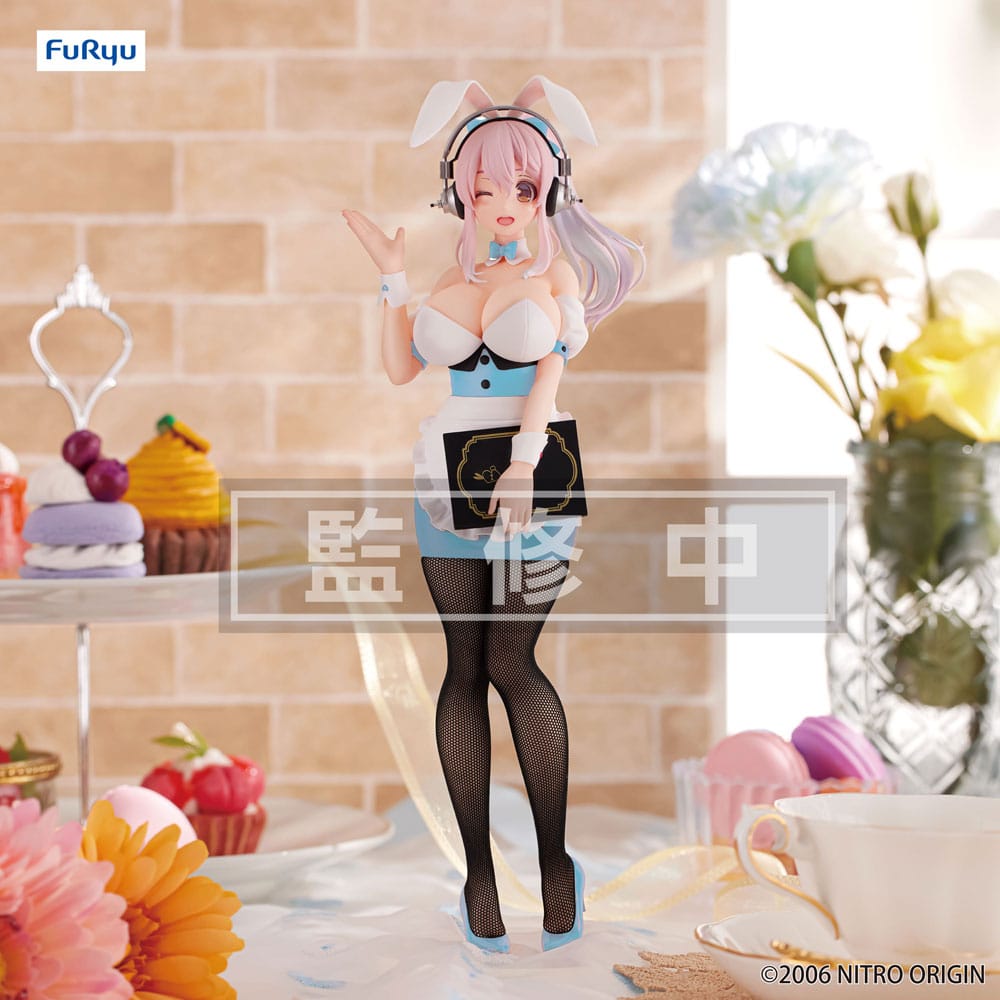 Super Sonico Waitress Light Blue Color Ver BiCute Bunnies PVC Statue 28 cm