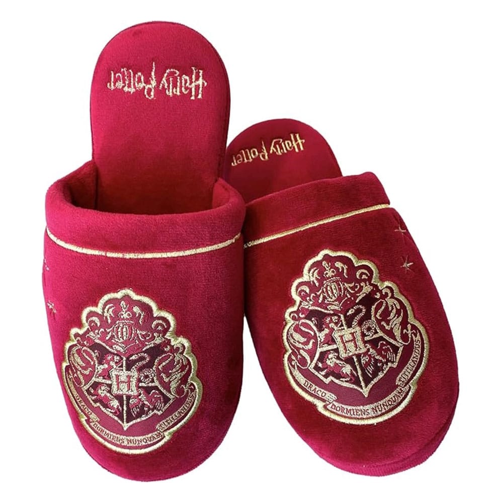 Harry Potter Hogwarts Gold On Burgundy Slippers