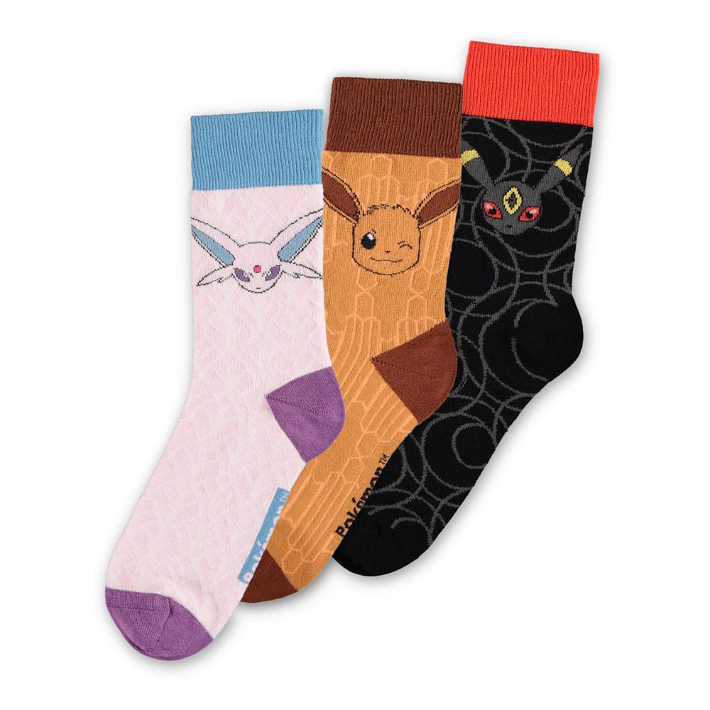 Pokémon Eevee Evolution Socks 3 Pack Version 2 Size 39 42