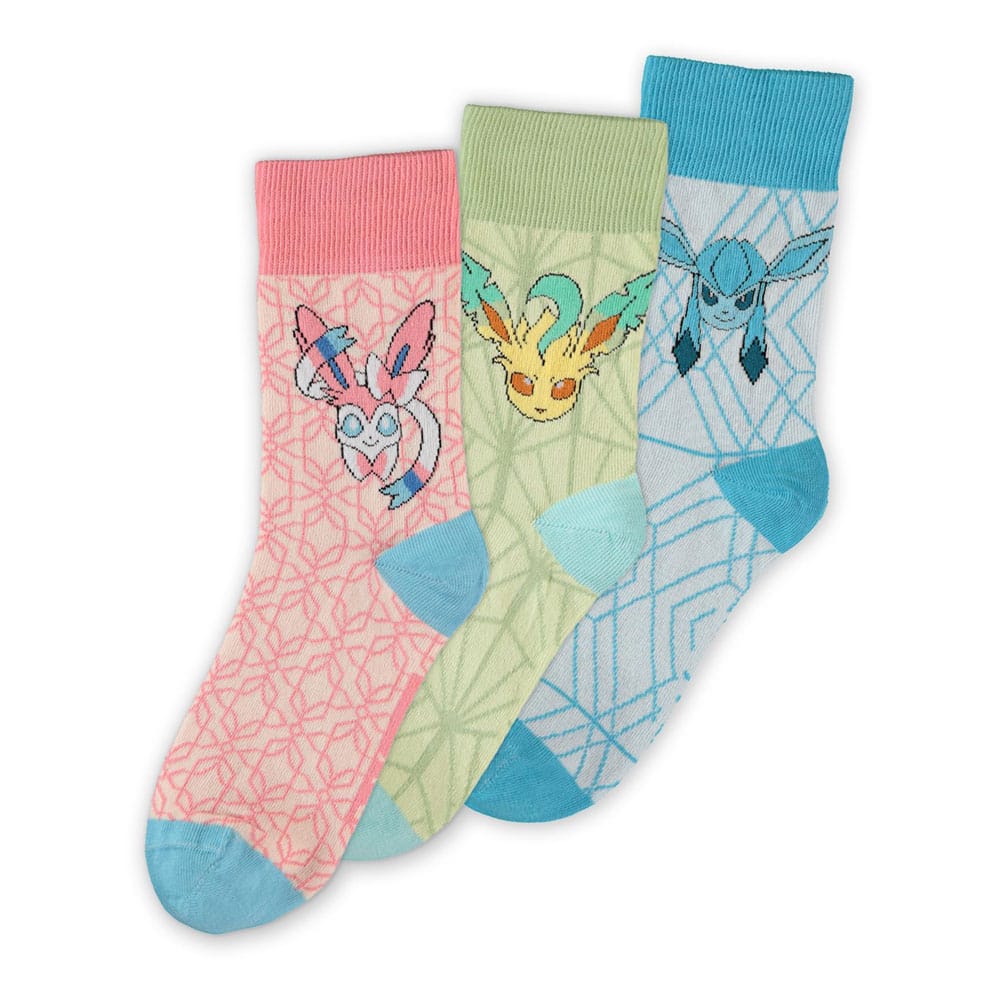 Pokémon Eevee Evolution Socks 3 Pack Size 39 42