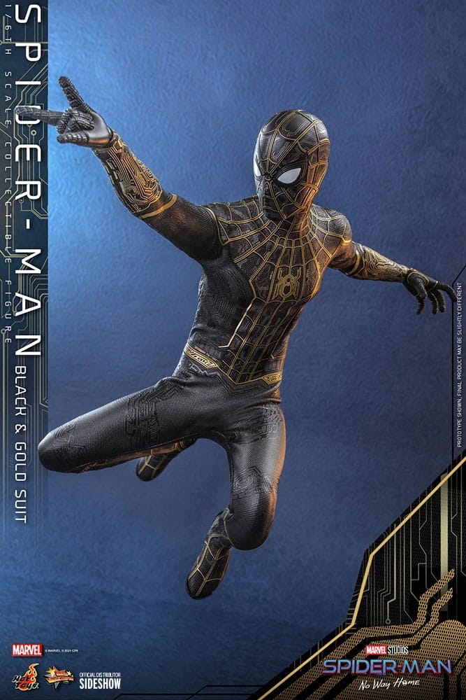 Hot Toys Spider-Man No Way Home 1/6 Scale Spider-Man Black & Gold Suit Movie Masterpiece Figure