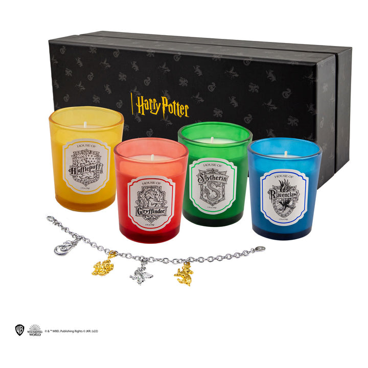 Wizarding World Set of 4 Hogwarts Houses Scented Candles With Charm Bracelet