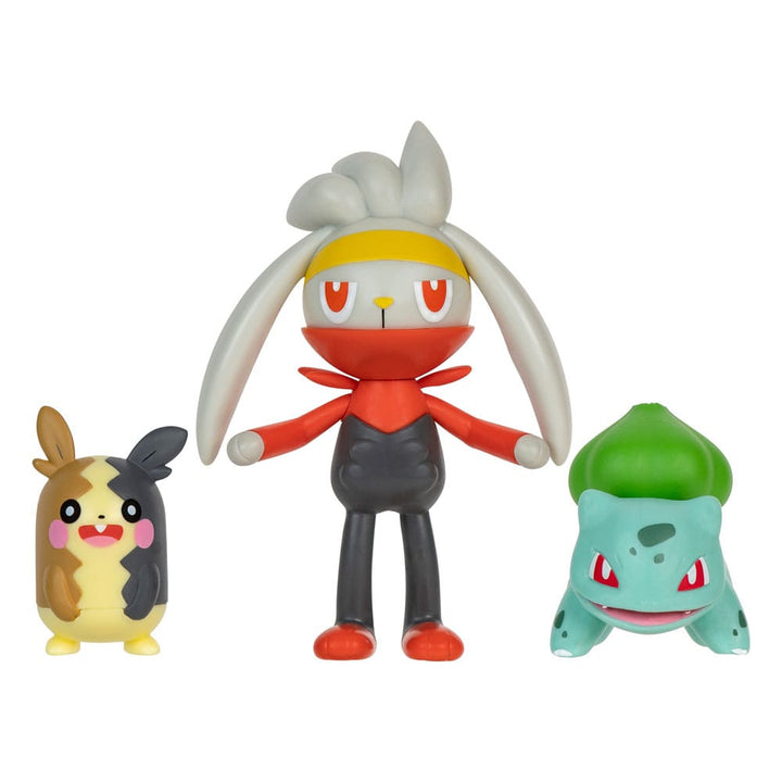 Pokémon Morpeko (Full‑Belly Mode) Bulbasaur and Raboot 1.9" Scale Battle Figure Set (3‑Pack)