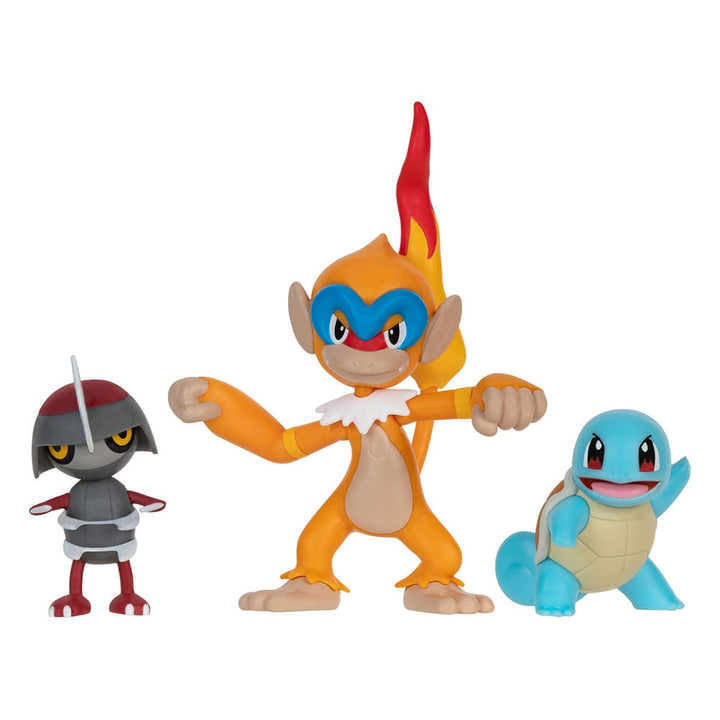 Pokémon Pawniard and Squirtle and Monferno 1.9" Scale Battle Figure Set (3-Pack)