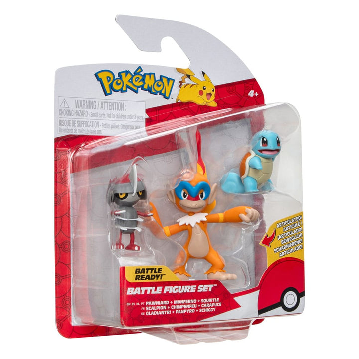 Pokémon Pawniard and Squirtle and Monferno 1.9" Scale Battle Figure Set (3-Pack)