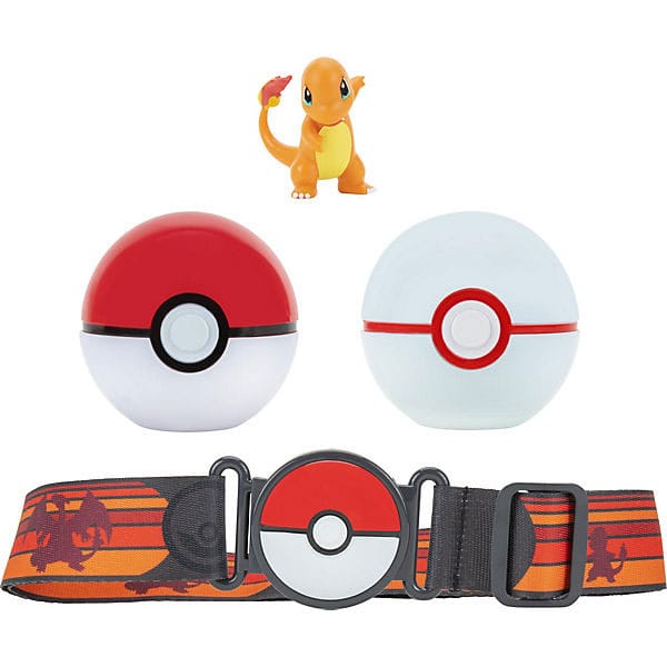 Pokemon Clip and Go Pokeball Belt Set with Pokeball Luxury Ball and Charmander