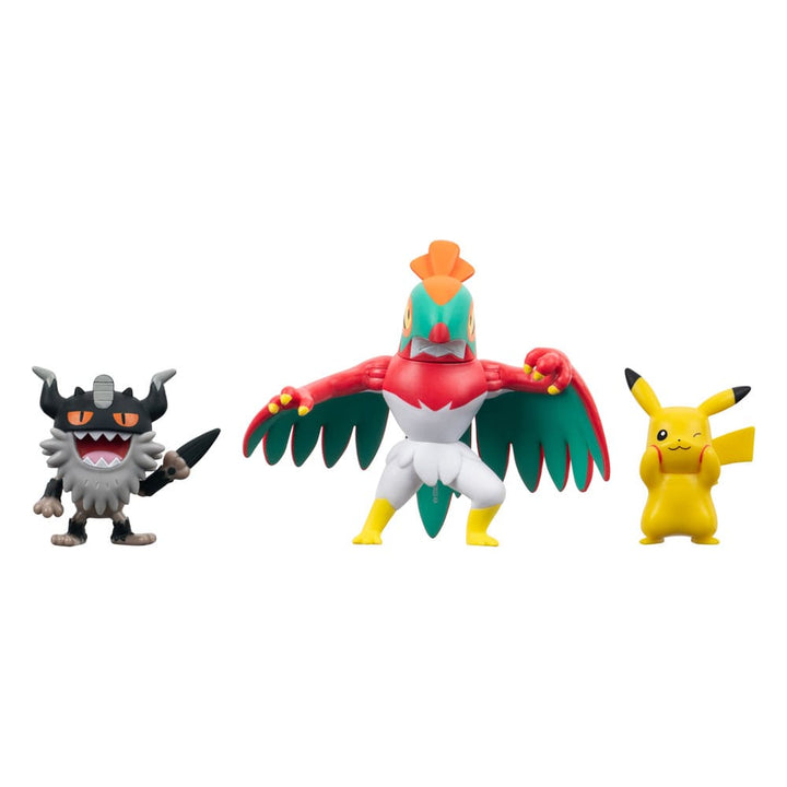 Pokémon Pikachu and Perrserker and Hawlucha 1.9" Scale Battle Figure Set (3-Pack)
