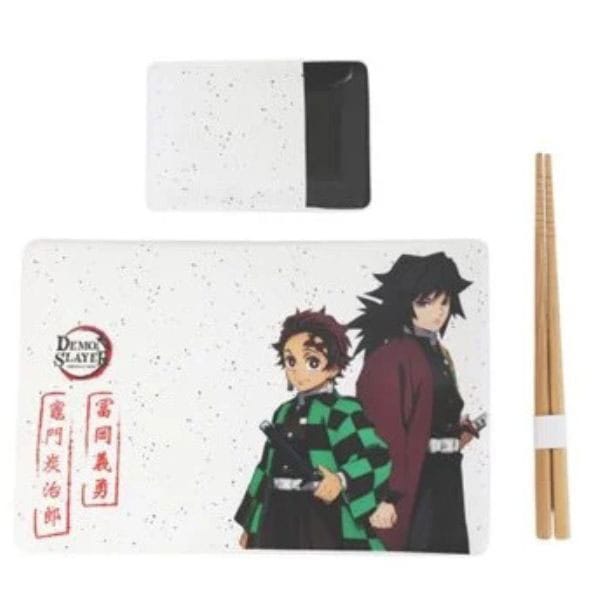 Demon Slayer Tanjiro and Giyu Ceramic Sushi Set with Chopsticks