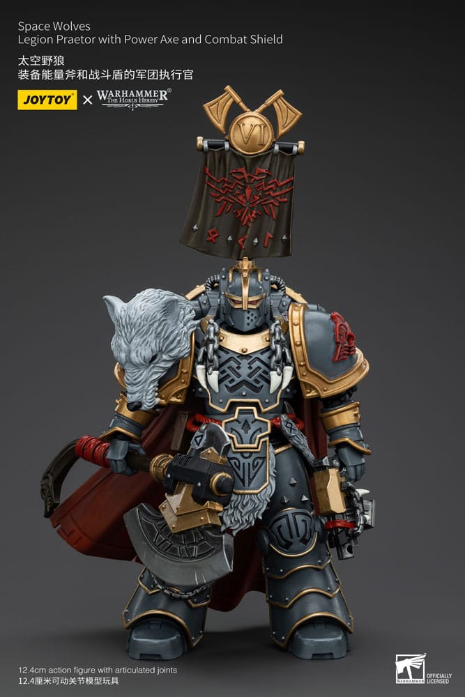 Warhammer Legion Praetor with Power Axe and Combat Shield Space Wolves The Horus Heresy Action Figure 12 cm