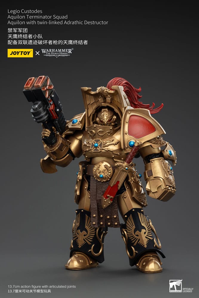 Warhammer Aquilon with Twin Linked Adrathic Destructor Aquilon Terminator Squad Legio Custodes The Horus Heresy Action Figure 14 cm