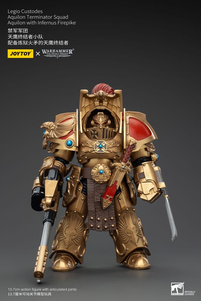 Warhammer Aquilon with Infernus Firepike Aquilon Terminator Squad Legio Custodes The Horus Heresy Action Figure 14 cm