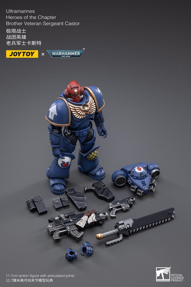 Warhammer 40k Brother Veteran Sergeant Castor Ultramarines Action Figure 1 18 Scale