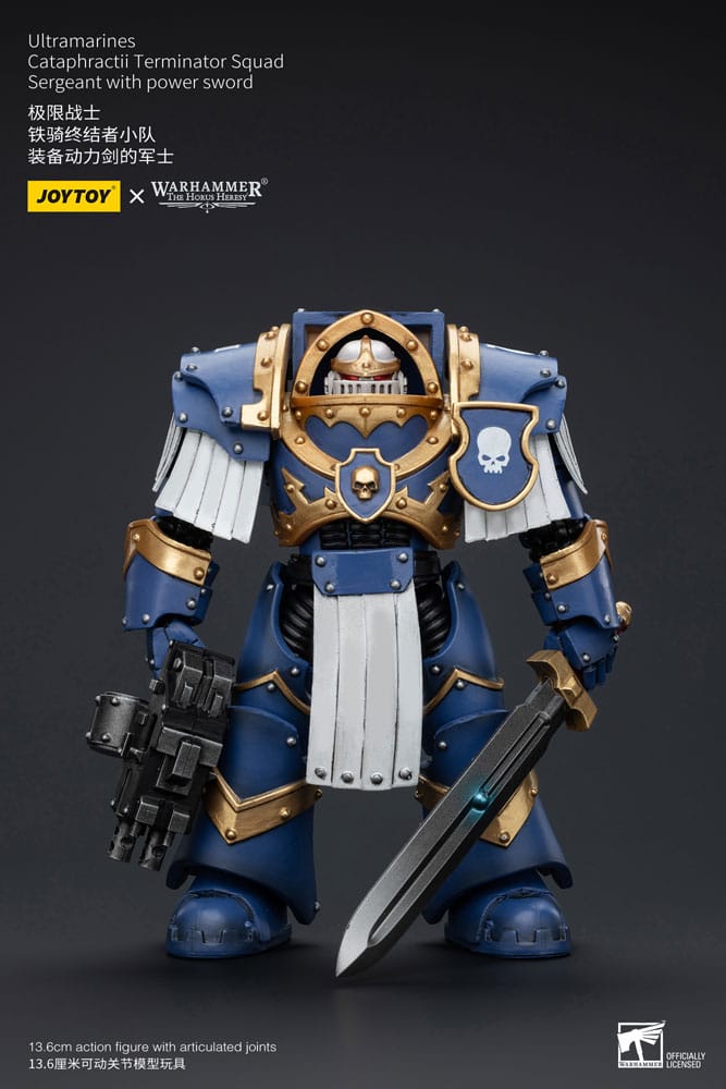 Warhammer Ultramarines Cataphractii Terminator Squad Sergeant with Power Sword The Horus Heresy Action Figure 14 cm