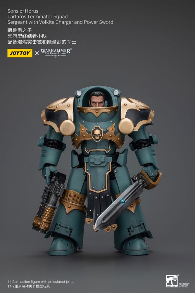Warhammer Tartaros Terminator Squad Sergeant with Volkite Charger and Power Sword The Horus Heresy Action Figure 12 cm