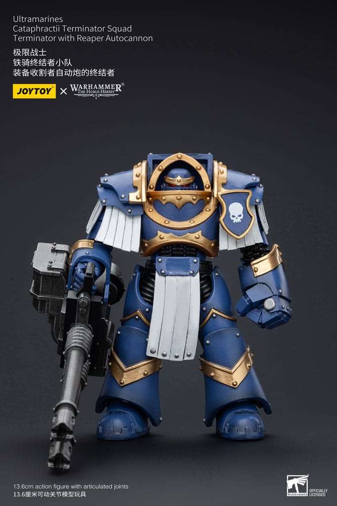 Warhammer Ultramarines Cataphractii Terminator Squad Terminator with Reaper Autocannon The Horus Heresy Action Figure 14 cm
