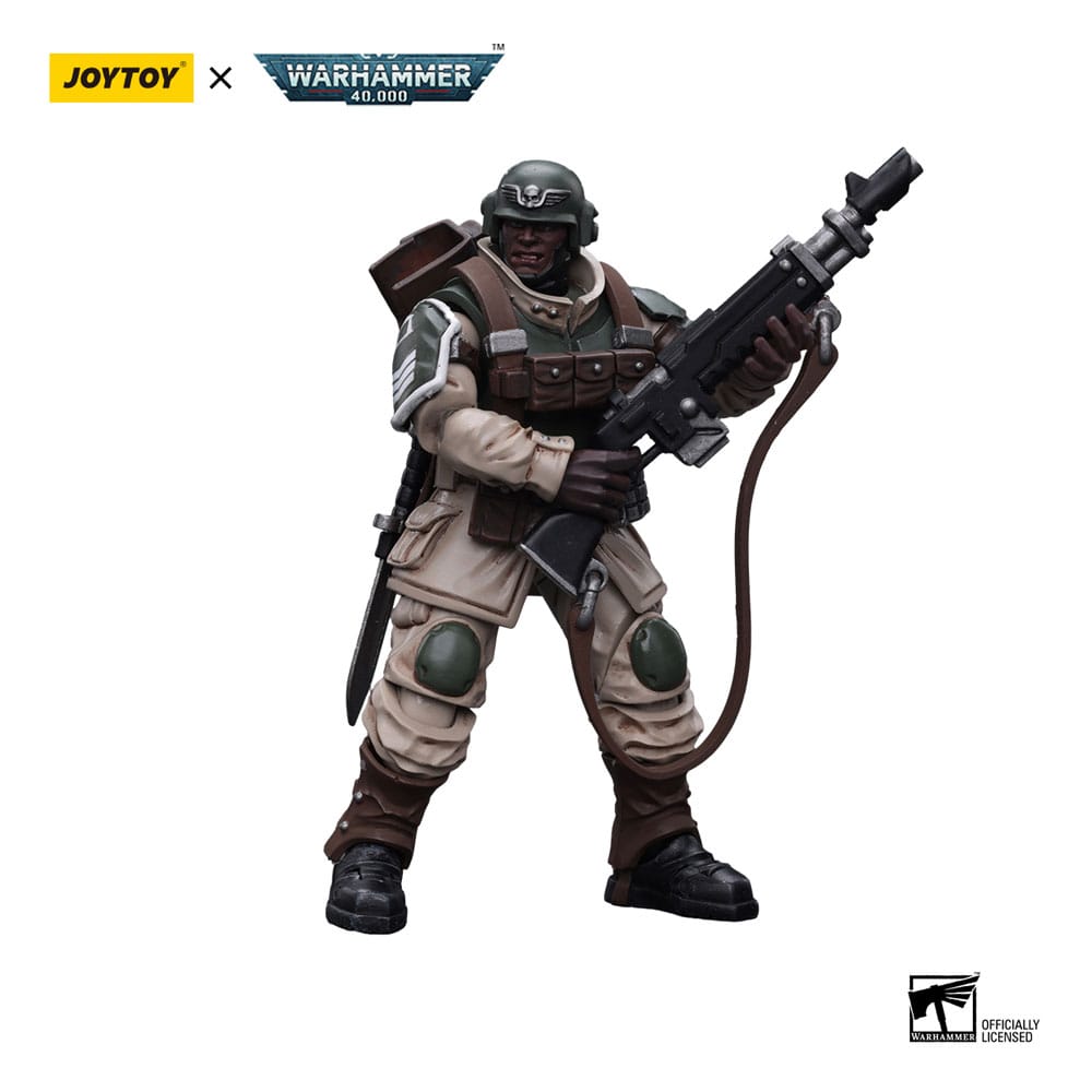 Warhammer Astra Militarum Cadian Command Squad Veteran with Regimental Standard 40k Action Figure 12 cm
