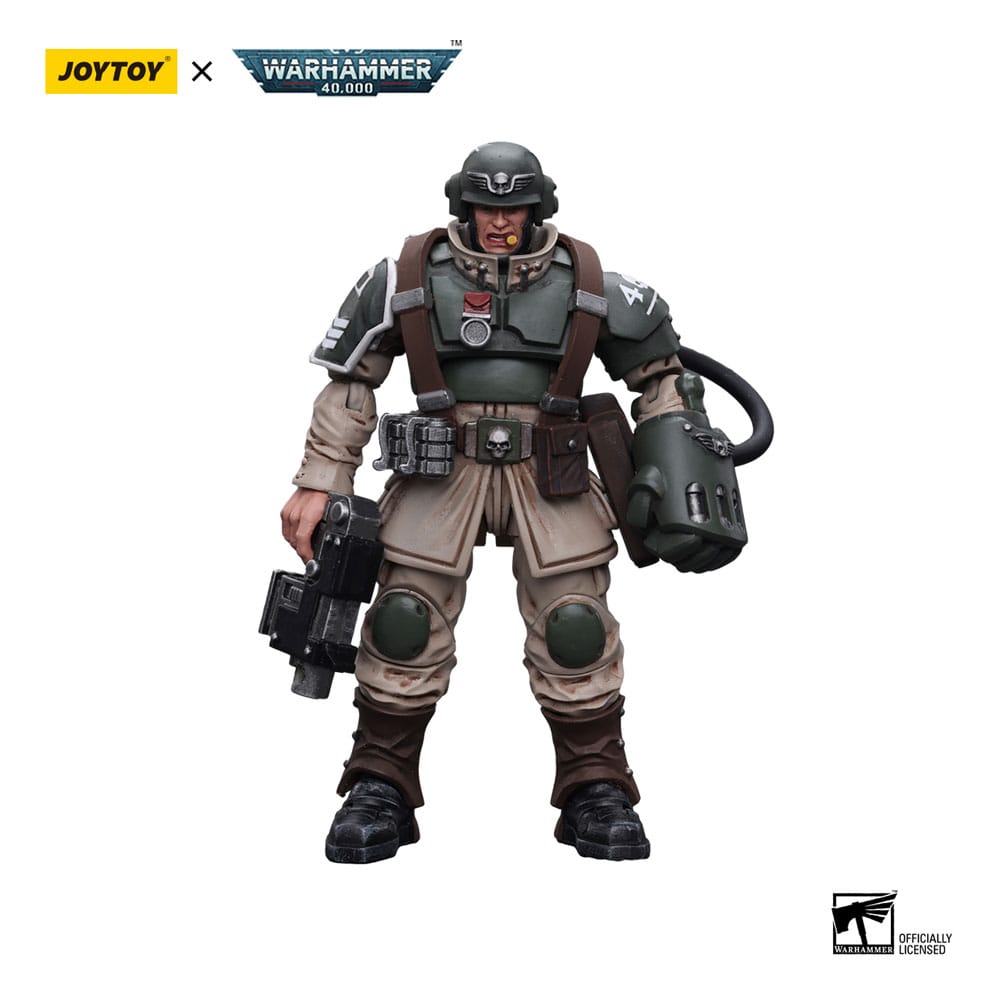 Warhammer Astra Militarum Cadian Command Squad Veteran Sergeant with Power Fist 40k Action Figure 12 cm