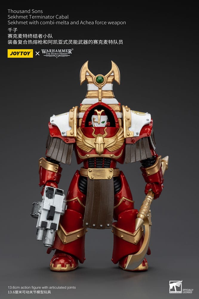 Warhammer Thousand Sons Sekhmet Terminator Cabal Sekhmet with Combi Melta and Achea Force Weapon The Horus Heresy Action Figure 14 cm