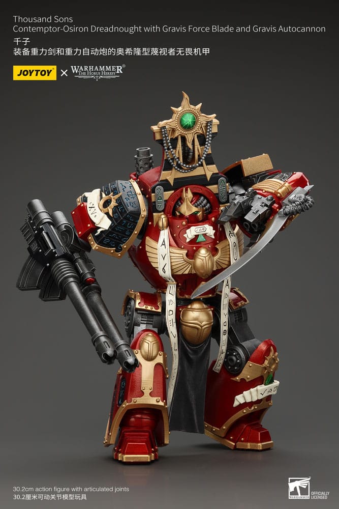 Warhammer Thousand Sons Contemptor Osiron Dreadnought with Gravis Force Blade and Gravis Autocannon The Horus Heresy Action Figure 30 cm