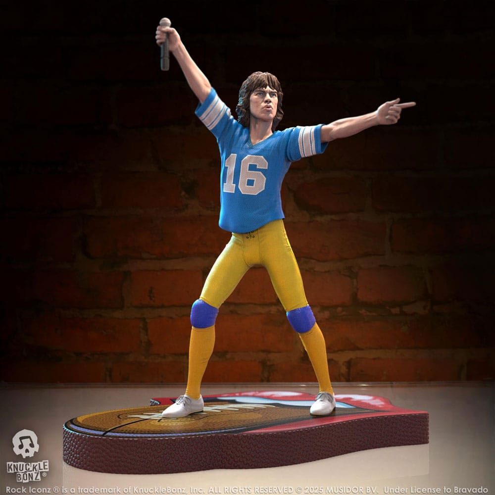 Rolling Stones Mick Jagger US Tour 1981 Blue Jersey Rock Iconz Statue 22 cm