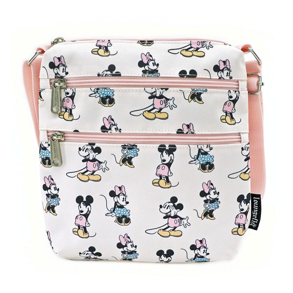 Loungefly Disney Pastel Minnie Mickey All Over Print Passport Bag