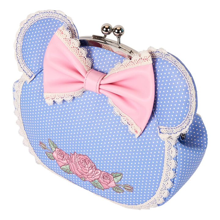 Disney Loungefly Minnie Mouse Floral and Lace Kisslock Crossbody Bag