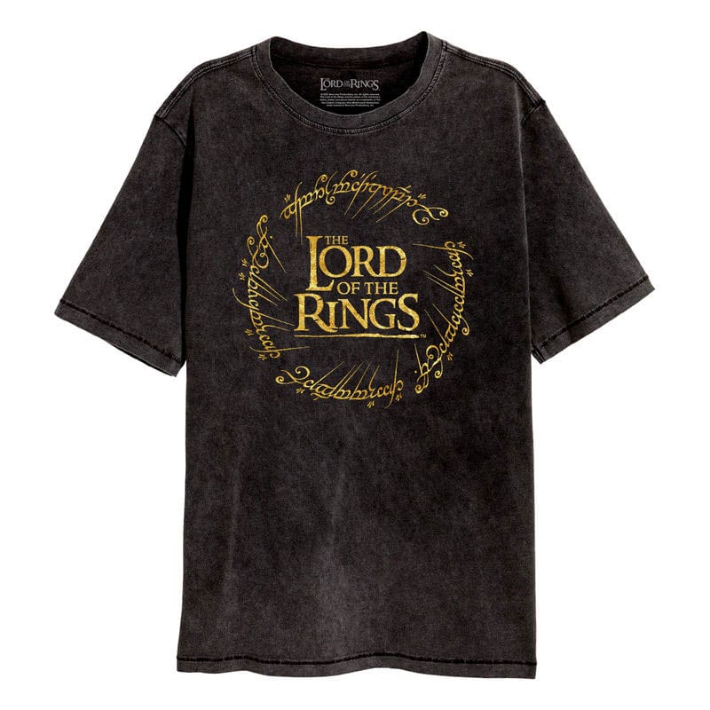Lord of the Rings Gold Foil Logo T Shirt Size XL