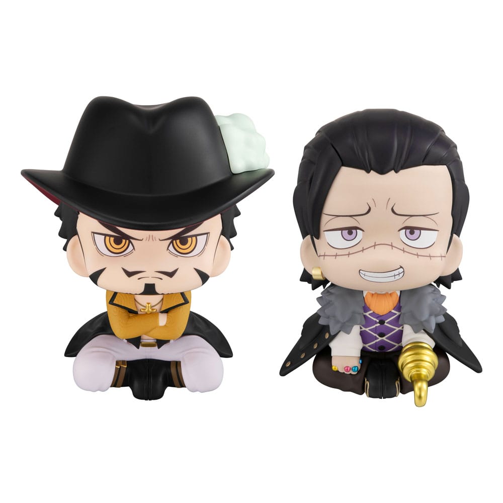 Look Up Dracule Mihawk and Crocodile One Piece PVC Statues 11 cm with Gift