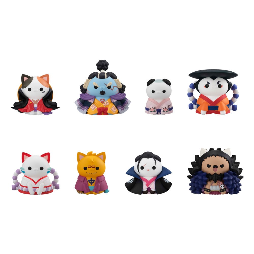 Mega Cat Project NyanPieceNyan Ver Luffy in Wano Kuni One Piece Trading Figure 3 cm Set of 8
