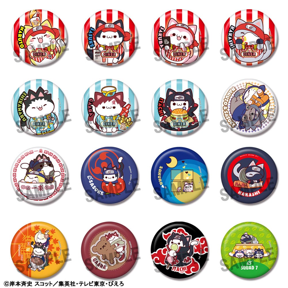 Mega Cat Project Naruto Nyaruto Enamel Pin Assortment 5 cm Set of 16