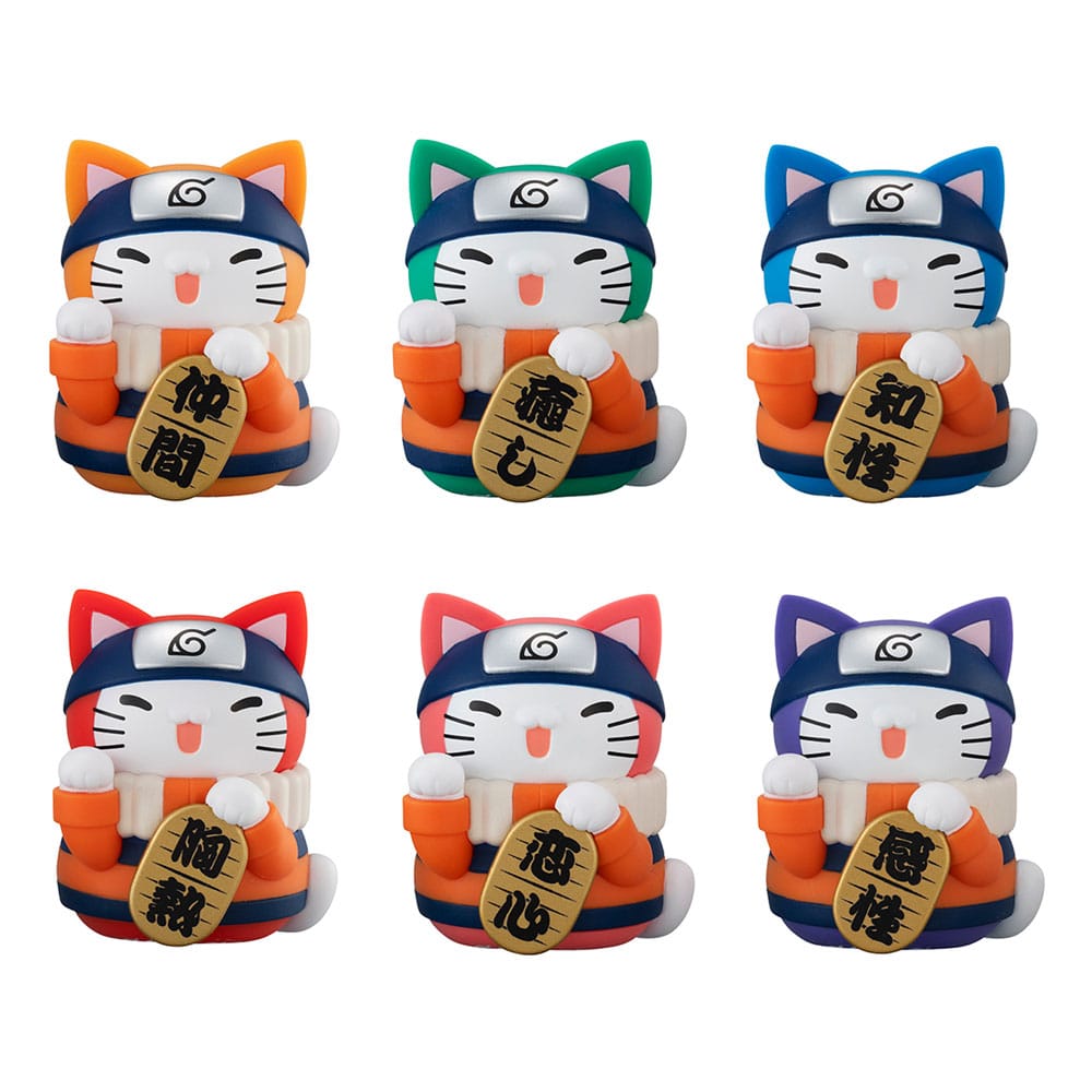 Mega Cat Project Fortune Cats Assortment Naruto Shippuden Nyaruto Trading Figures 7 cm Set of 6