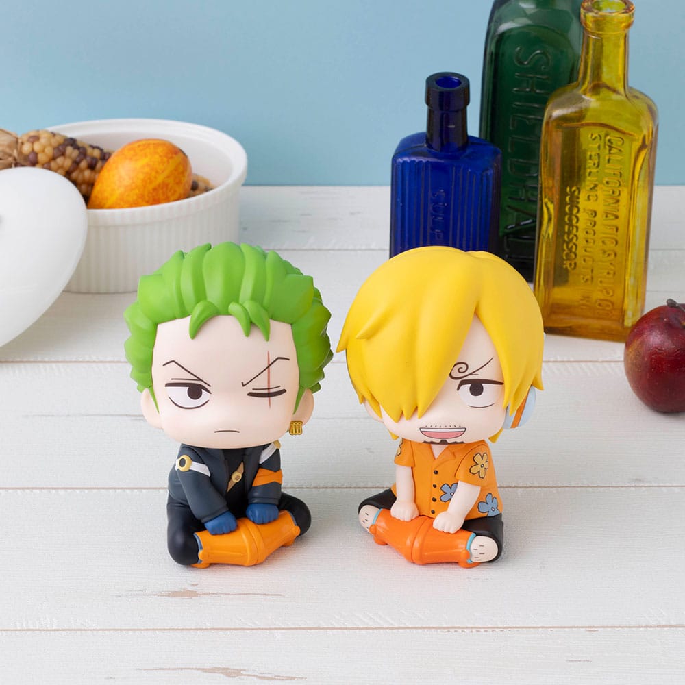 One Piece Roronoa Zoro Sanji One Piece Look Up PVC Statues Future Island Egghead Version 11 cm