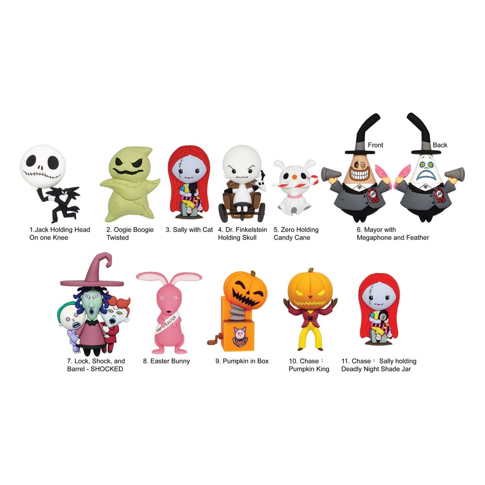 Disney Nightmare Before Christmas Series 5 Charm 3D PVC Bag Clips Display 24 Pieces