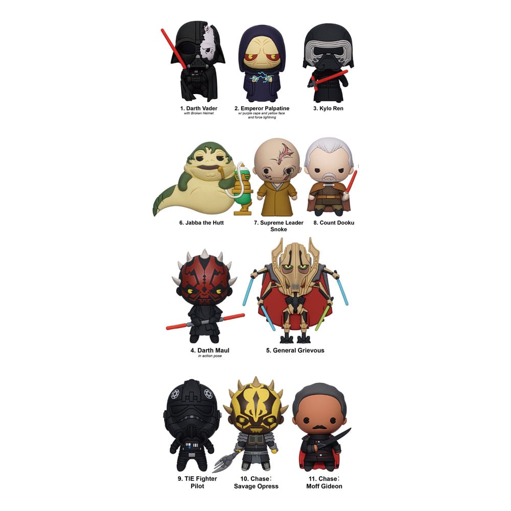 Lucasfilm Year of the Dark Side Series 1 Star Wars 3D PVC Bag Clips Display 24 Pieces