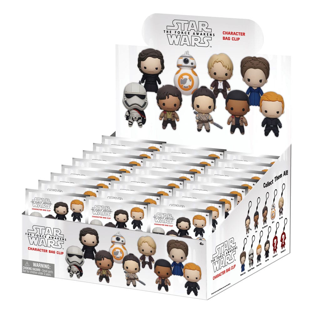 Lucasfilm The Force Awakens Star Wars Charm 3D PVC Bag Clips Display 24 Pieces