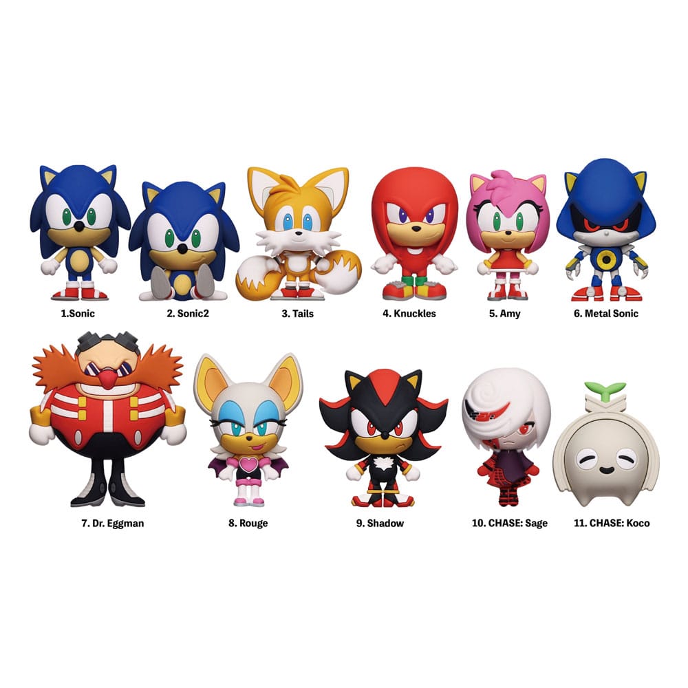 Sega Sonic Series 1 Sonic The Hedgehog 3D PVC Bag Clips Display 24 Pieces