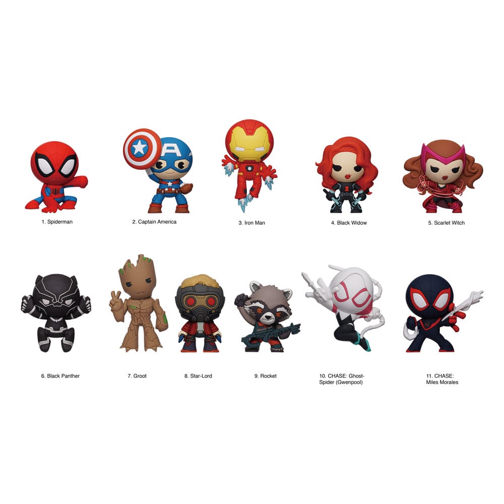 Marvel 85th Core Comic Series 12 Marvel 3D PVC Bag Clips Display 24 Pieces