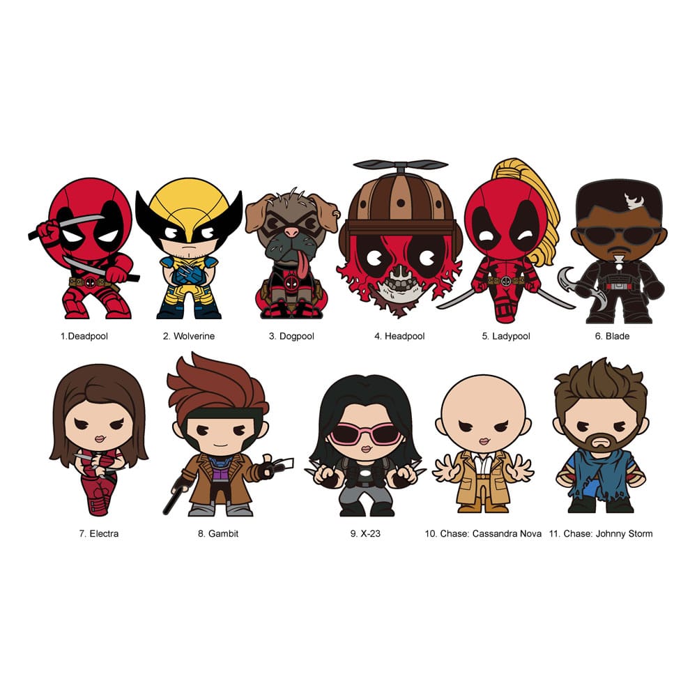 Marvel Deadpool Series 1 Marvel 3D PVC Bag Clips Display 24 Pieces