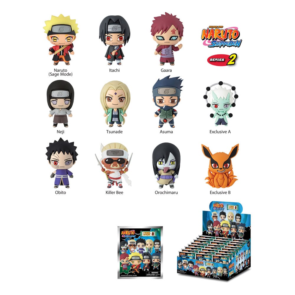Naruto Series 2 Naruto Shippuden 3D PVC Bag Clips Display 24 Pieces