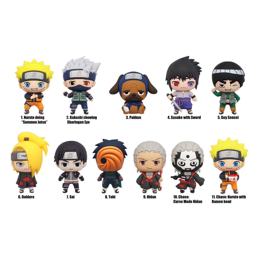 Naruto Series 3 Naruto Shippuden 3D PVC Bag Clips Display 24 Pieces