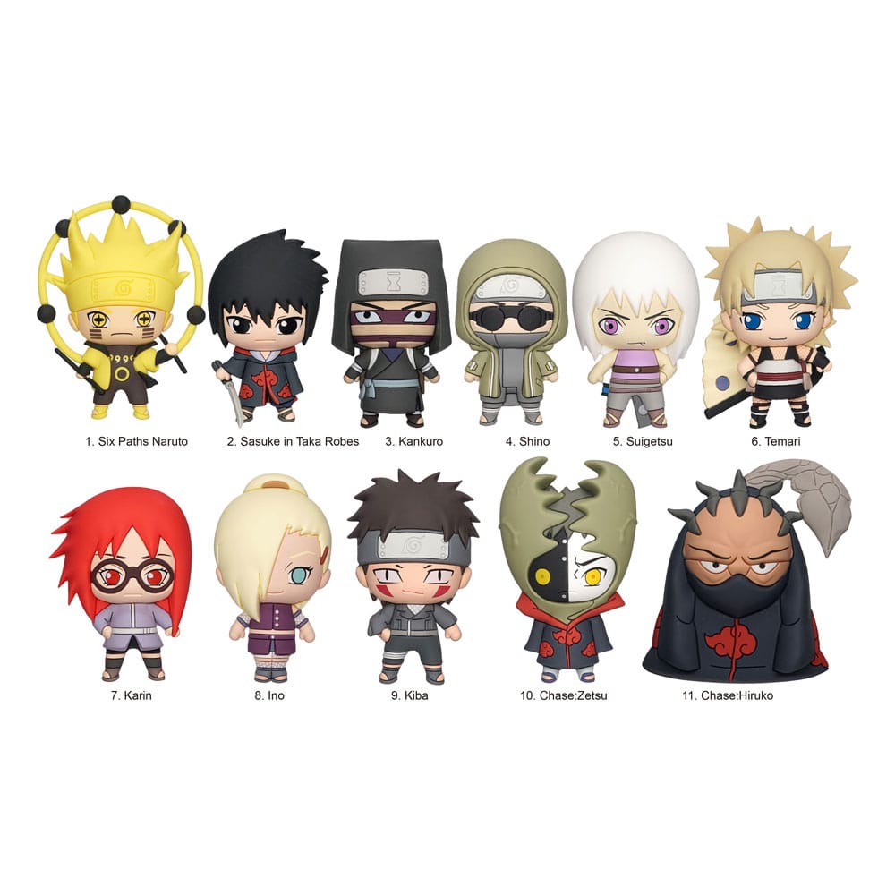 Naruto Series 4 Naruto Shippuden 3D PVC Bag Clips Display 24 Pieces