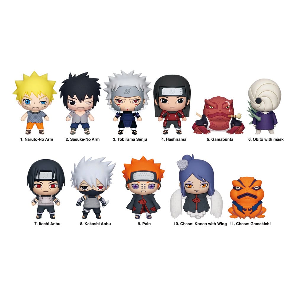 Naruto Series 5 Naruto Shippuden 3D PVC Bag Clips Display 24 Pieces