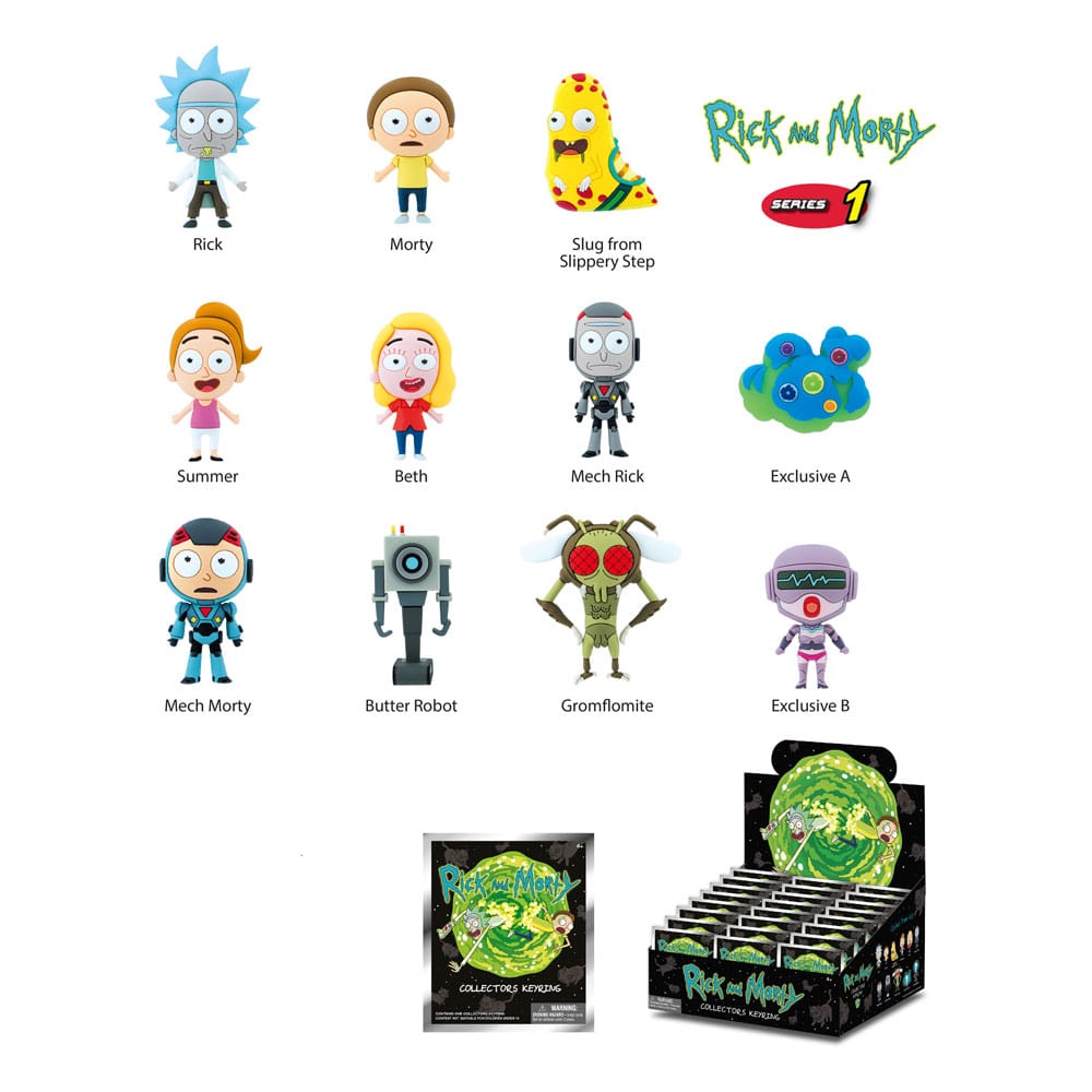 Rick and Morty 3D PVC Bag Clips Series 1 Display 24