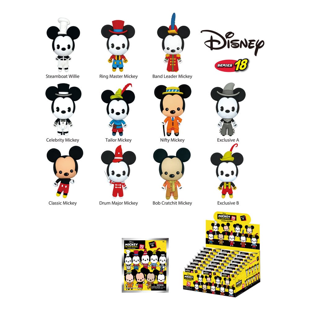 Disney Mickey Through the Year 3D PVC Bag Clips Series 18 Display 24