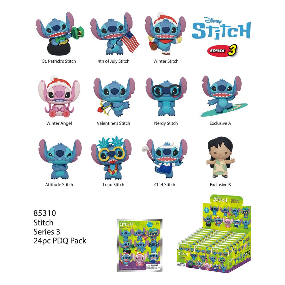 Lilo and Stitch Stitch 3D PVC Bag Clips Series 3 Display Box 24
