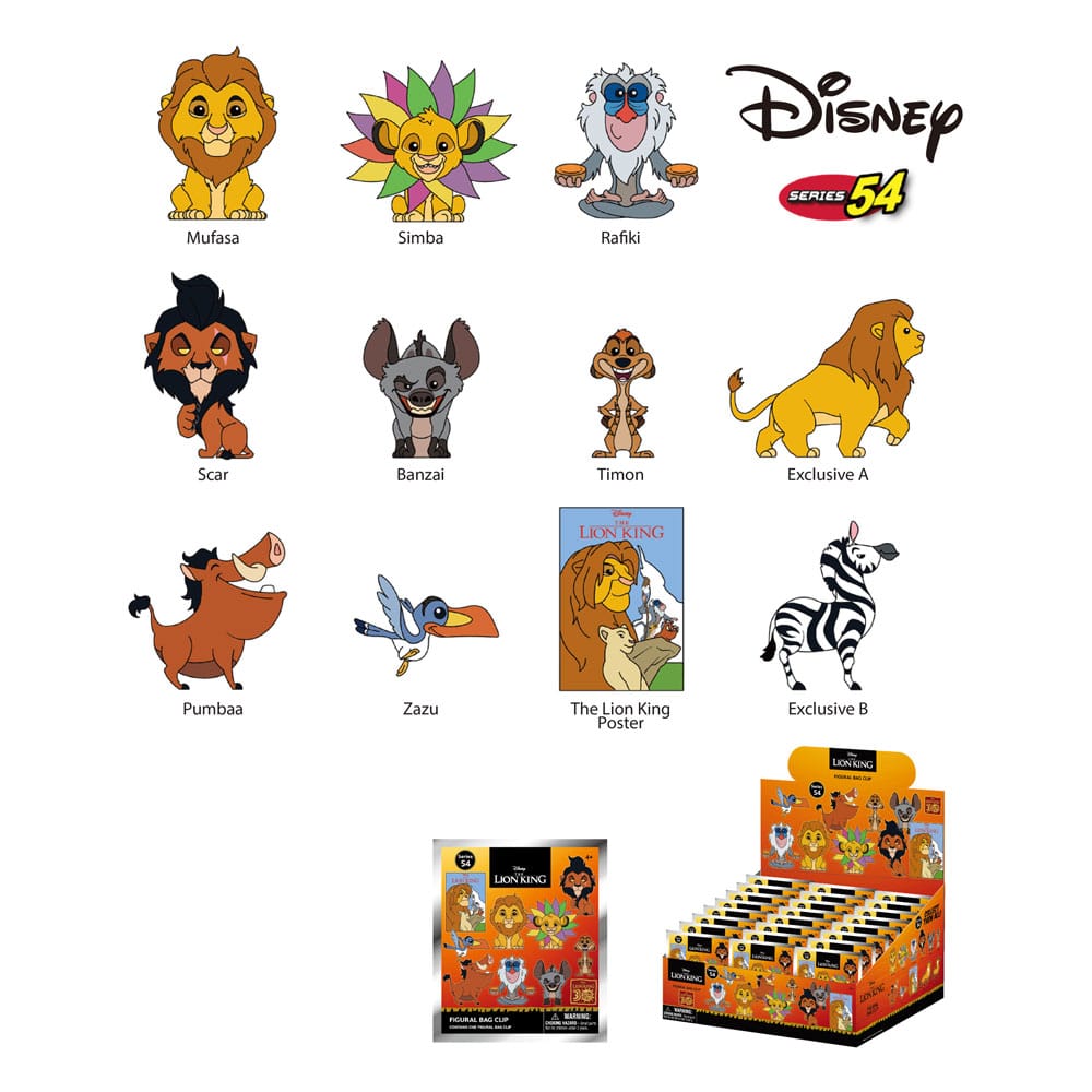 Disney The Lion King 30th Anniversary 3D PVC Bag Clips Display Box 24 Pieces