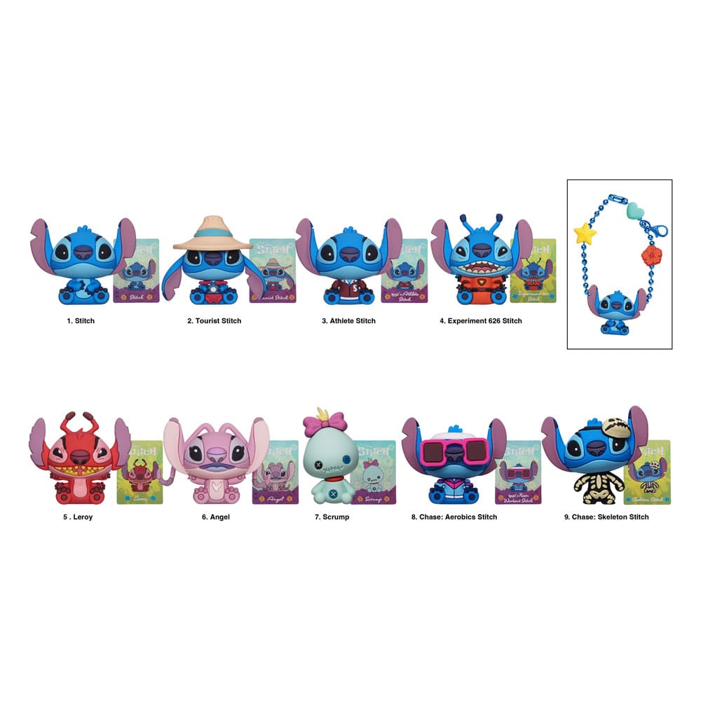 Lilo and Stitch Stitch Charm 3D PVC Bag Clips Display 24
