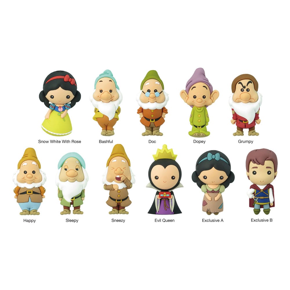Disney Snow White and the Seven Dwarfs 3D PVC Bag Clips Display 24